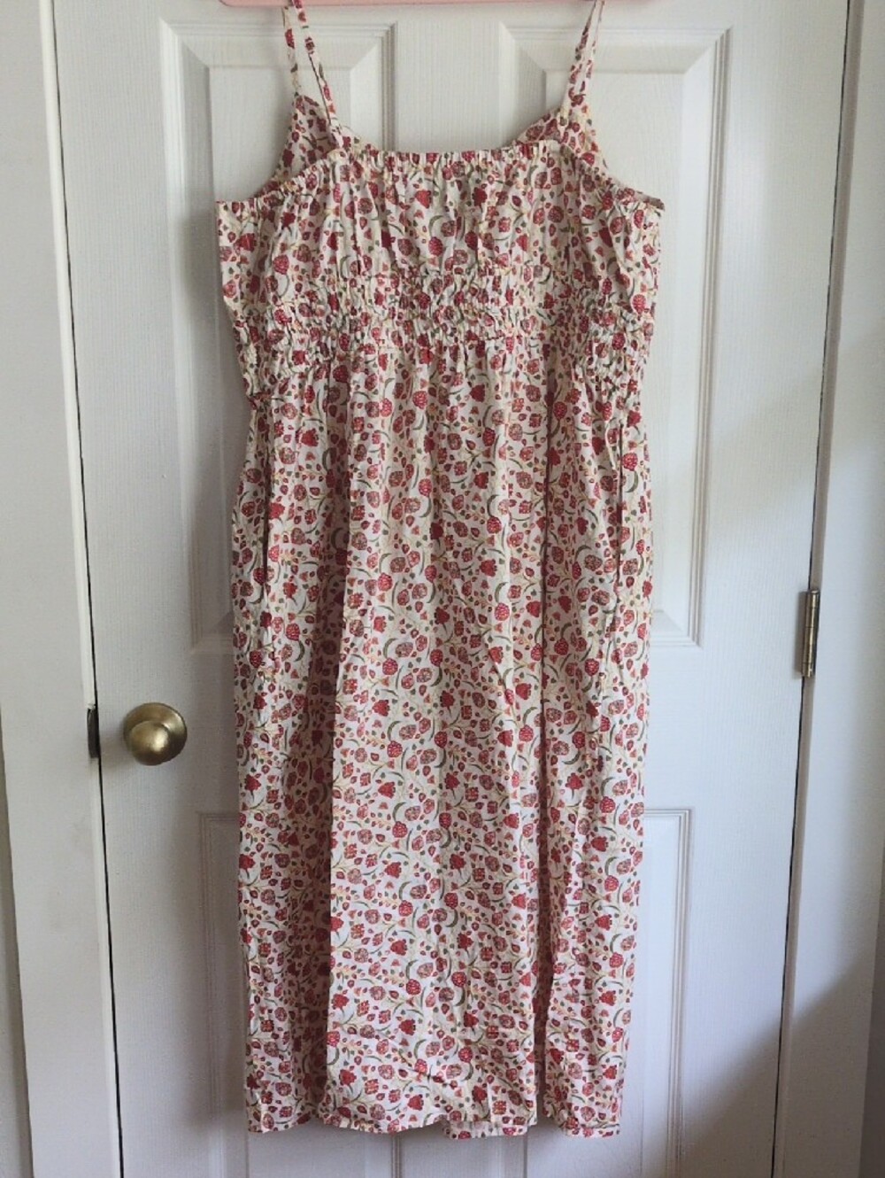 Boho Midi Sundress with Red Floral Indian Print XL - Picture 4 of 10